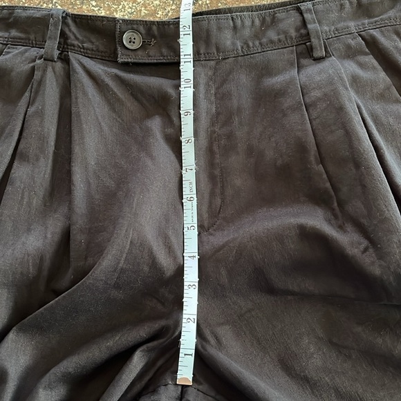 Banana Republic Pleated Wide Leg Linen Cotton Blend Trouser Pant Black 14 Petite - Picture 7 of 12